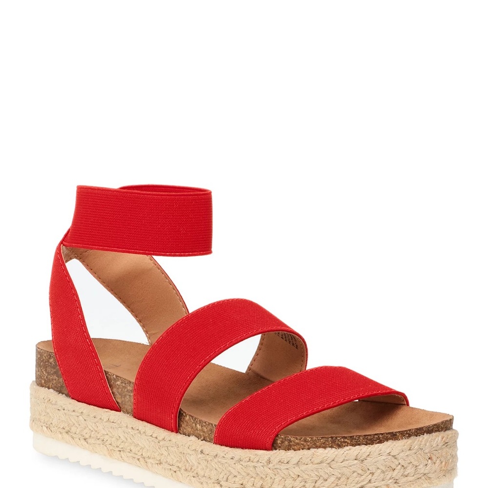 Time and Tru Women's Red Flatform Sandals Size 10